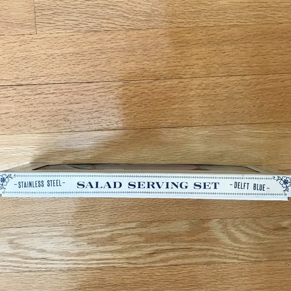 Elesva Amsterdam Holland Salad Serving Set Blue and White Handles - Picture 4 of 8